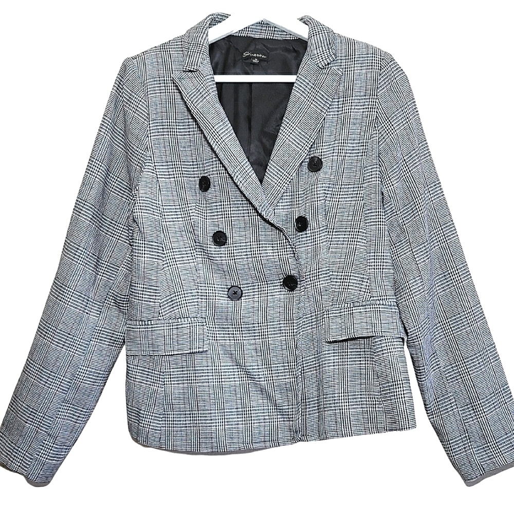 Shinestar Women's Plaid Blazer Jacket Medium